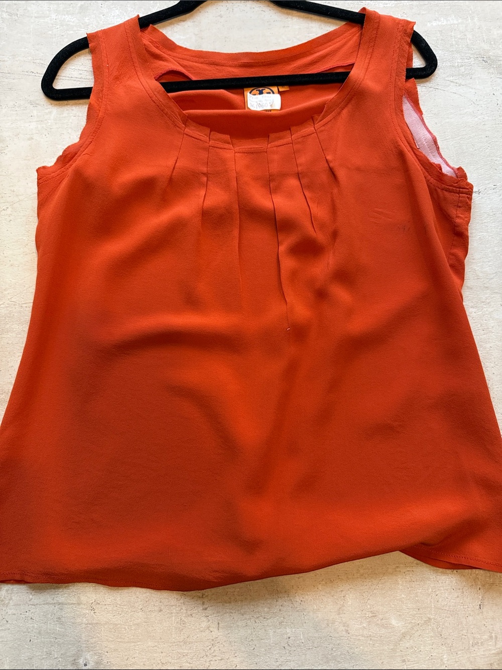 Tory Burch Orange Pleated Scoop Neck Camisole